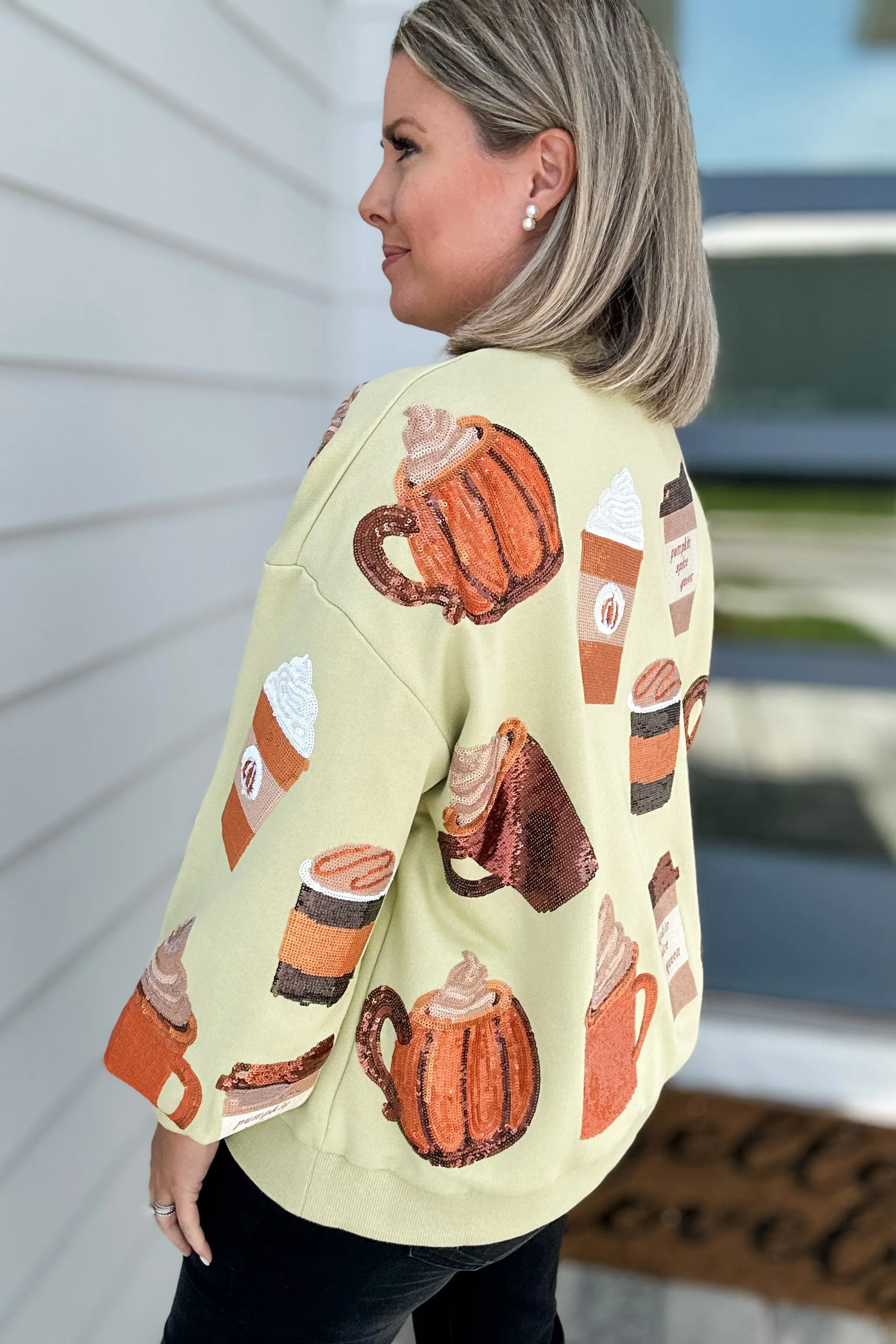 Queen Of Sparkles: Pale Green Pumpkin Spice Queen Sweatshirt