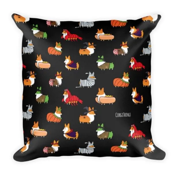 "Corgis in Costumes" 18x18 Square Pillow | Halloween Collection