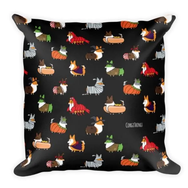 "Corgis in Costumes" 18x18 Square Pillow | Halloween Collection