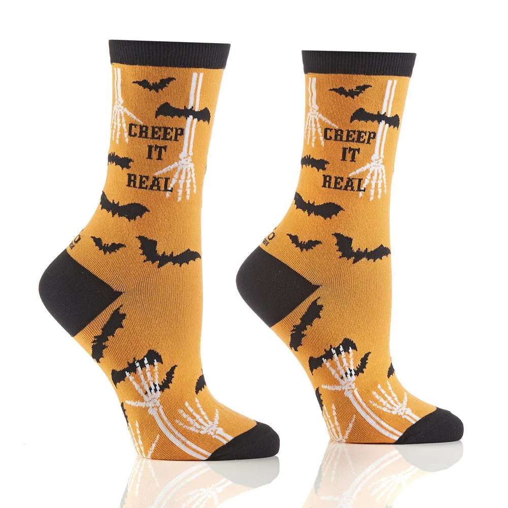 "Creep It Real" Cotton Dress Crew Socks by YO Sox