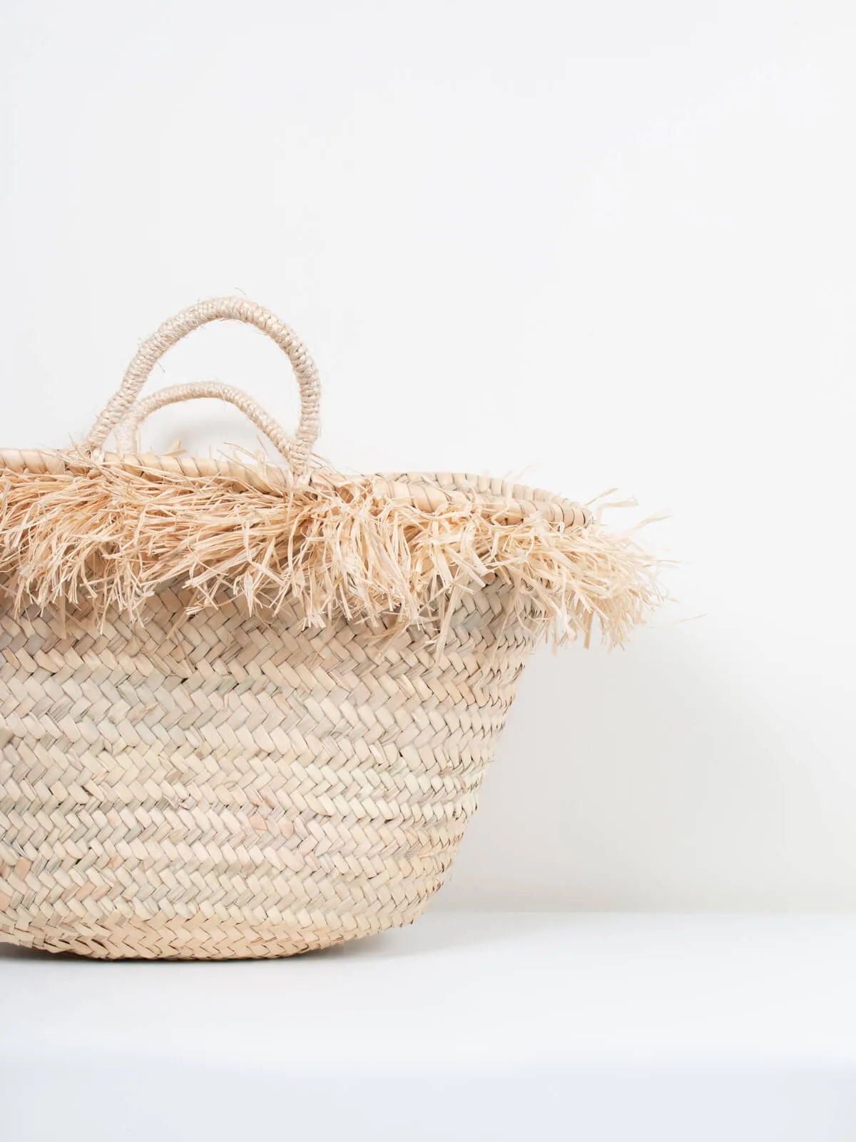 Raffia Tassel Basket, Natural