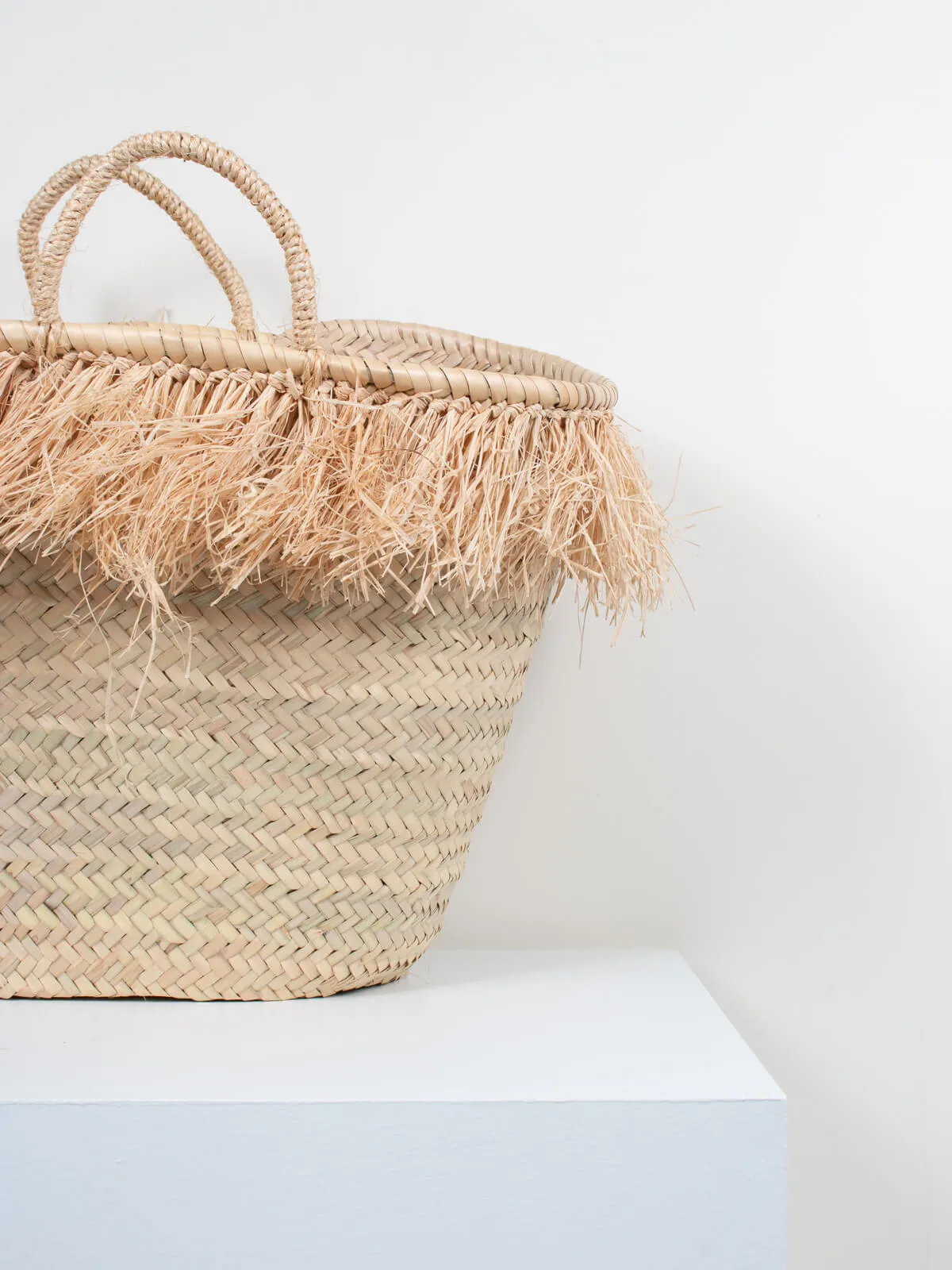 Raffia Tassel Basket, Natural