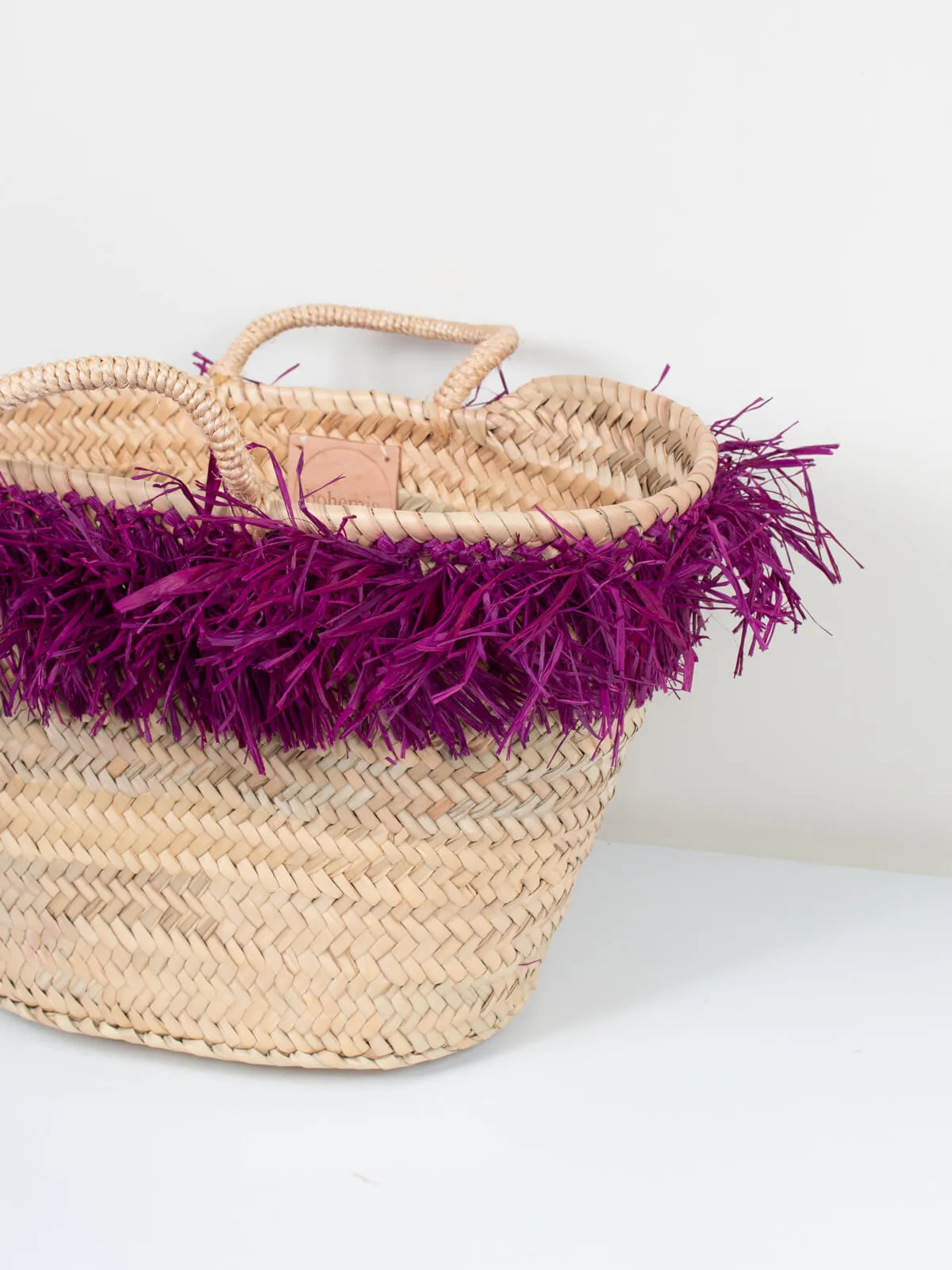 Raffia Tassel Basket, Violet