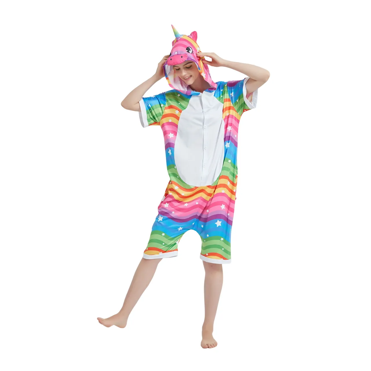 Rainbow Waves Unicorn Adult Summer Onesie