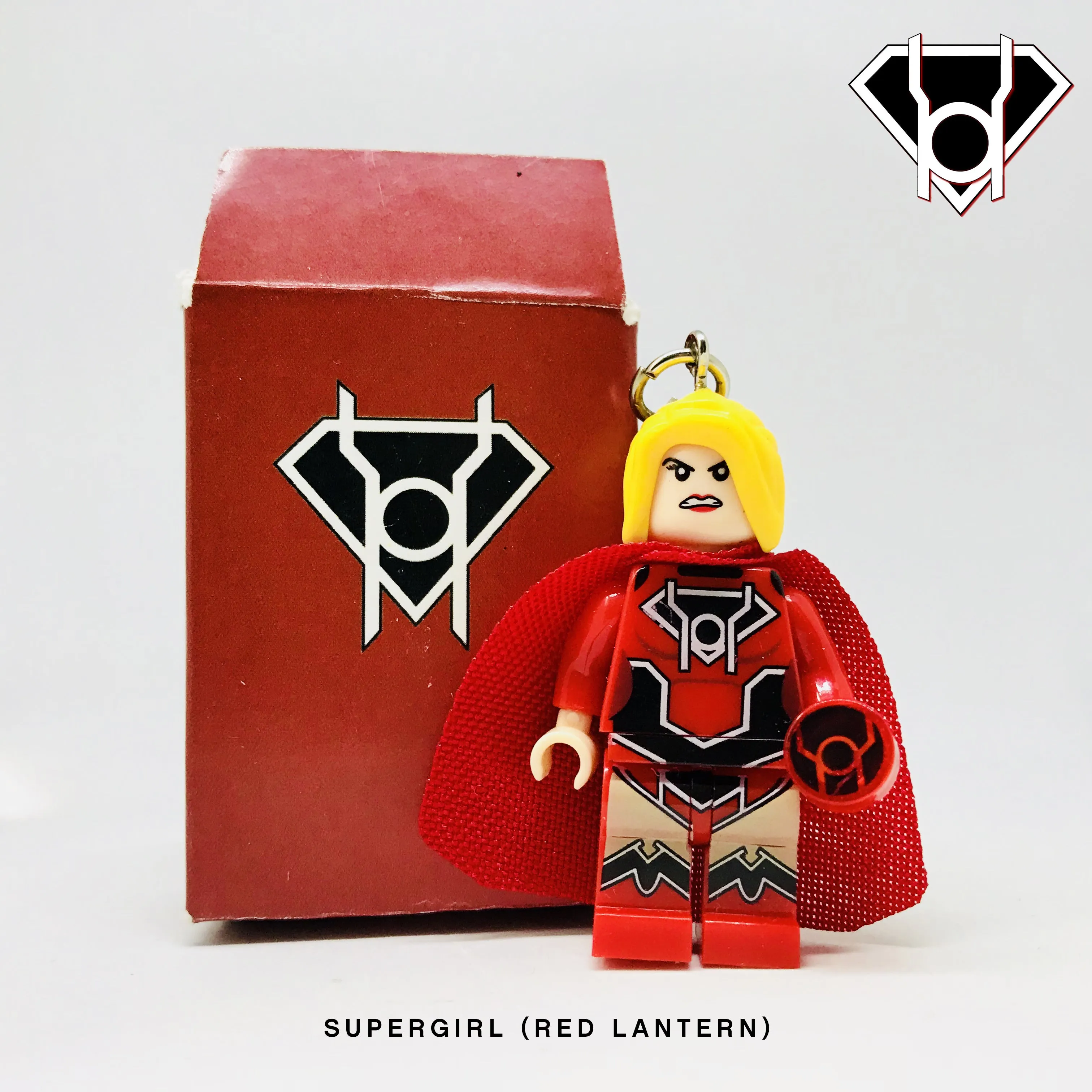 Red Lantern Supergirl Custom Minifigure Keychain