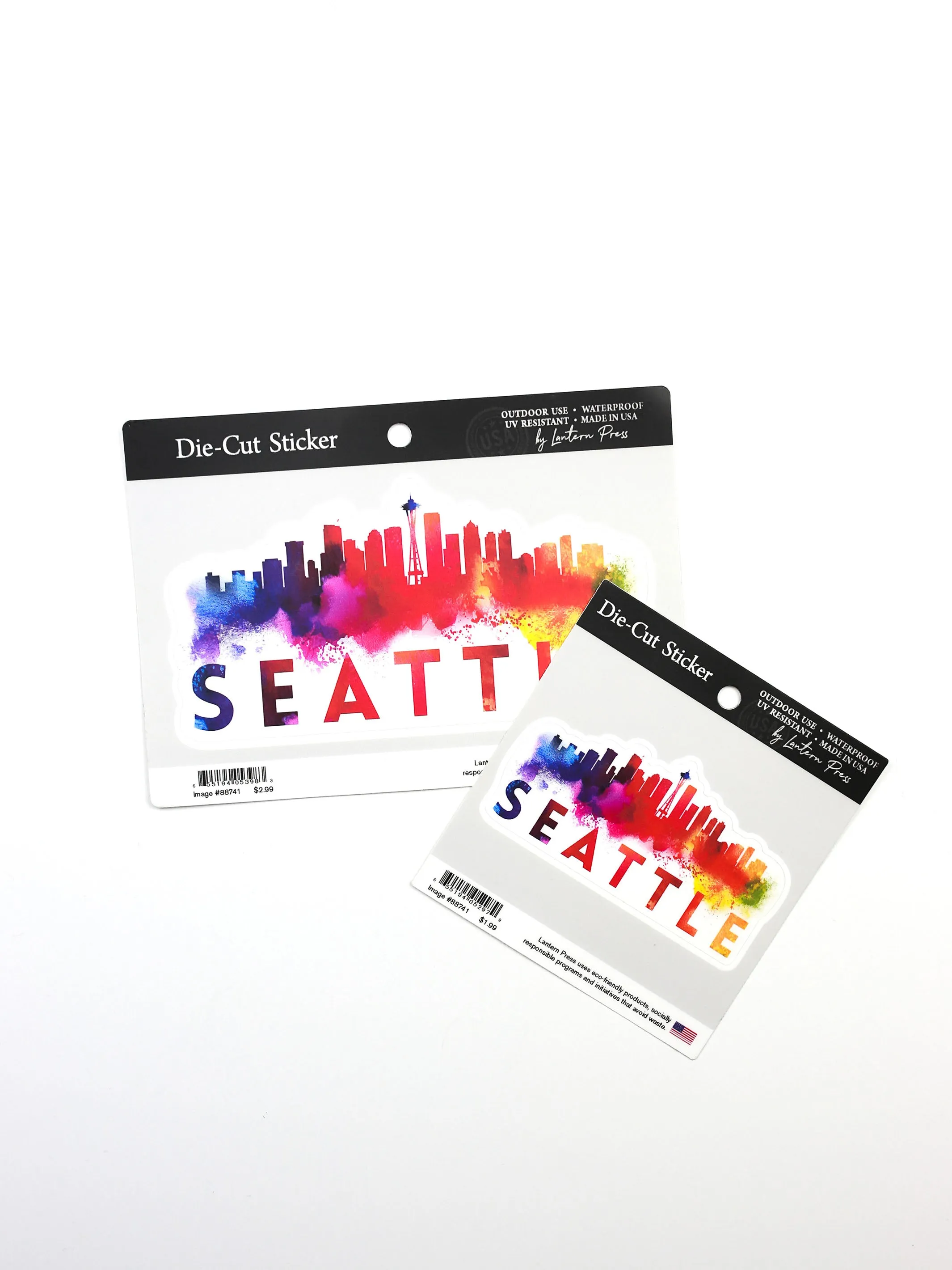 Seattle Skyline Abstract Rainbow, Lantern Press Sticker