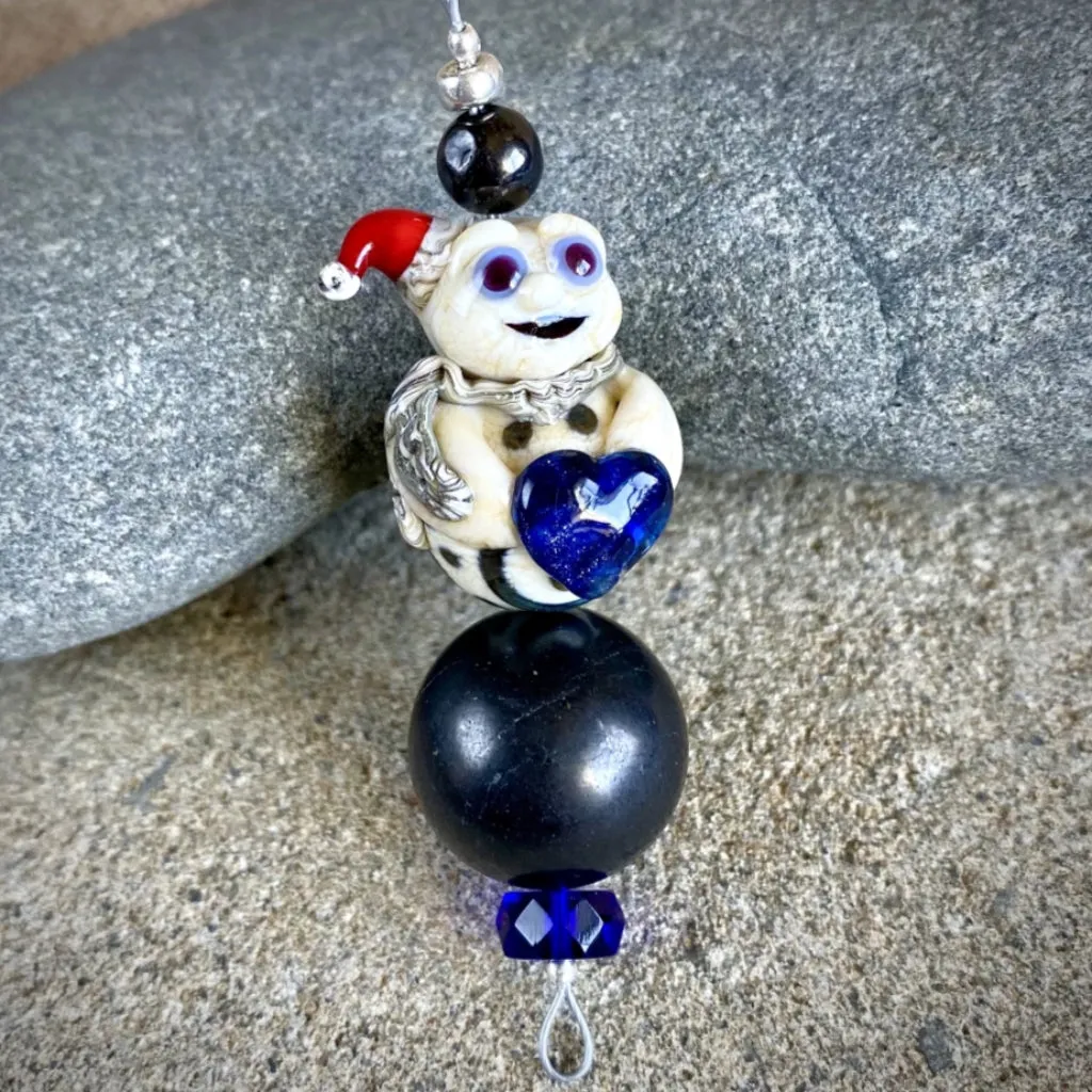 Shungite Ornament Old Style Lampwork Glass Victorian Christmas Ghost