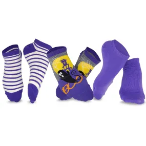 Silly Ghost Boo Hunted House Spider Web Fun Novelty Halloween Cotton lowcut Ankle Socks Women 3-Pairs 9-11 Purple (2310)