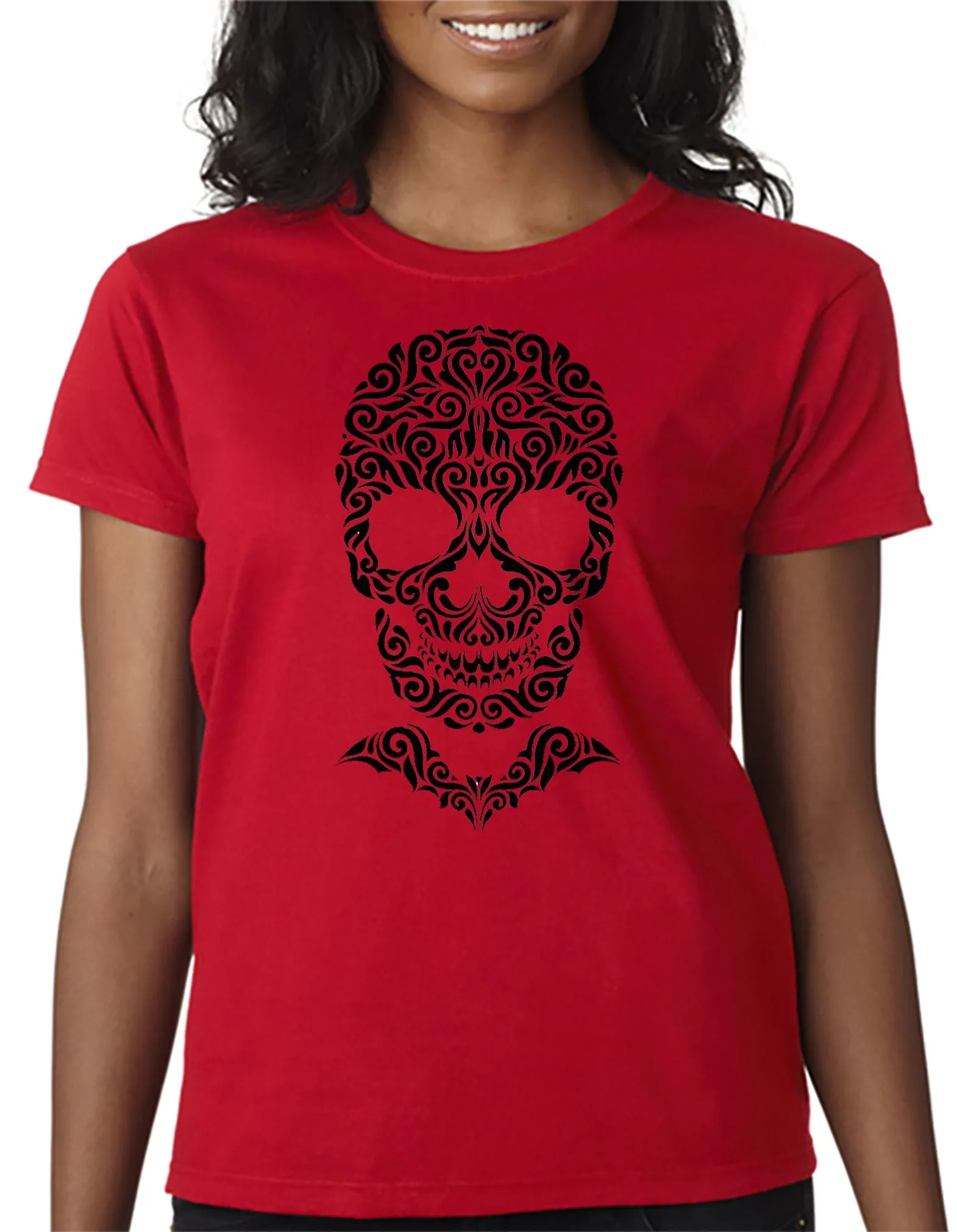 Skull with Bat Bowtie T-Shirt Halloween