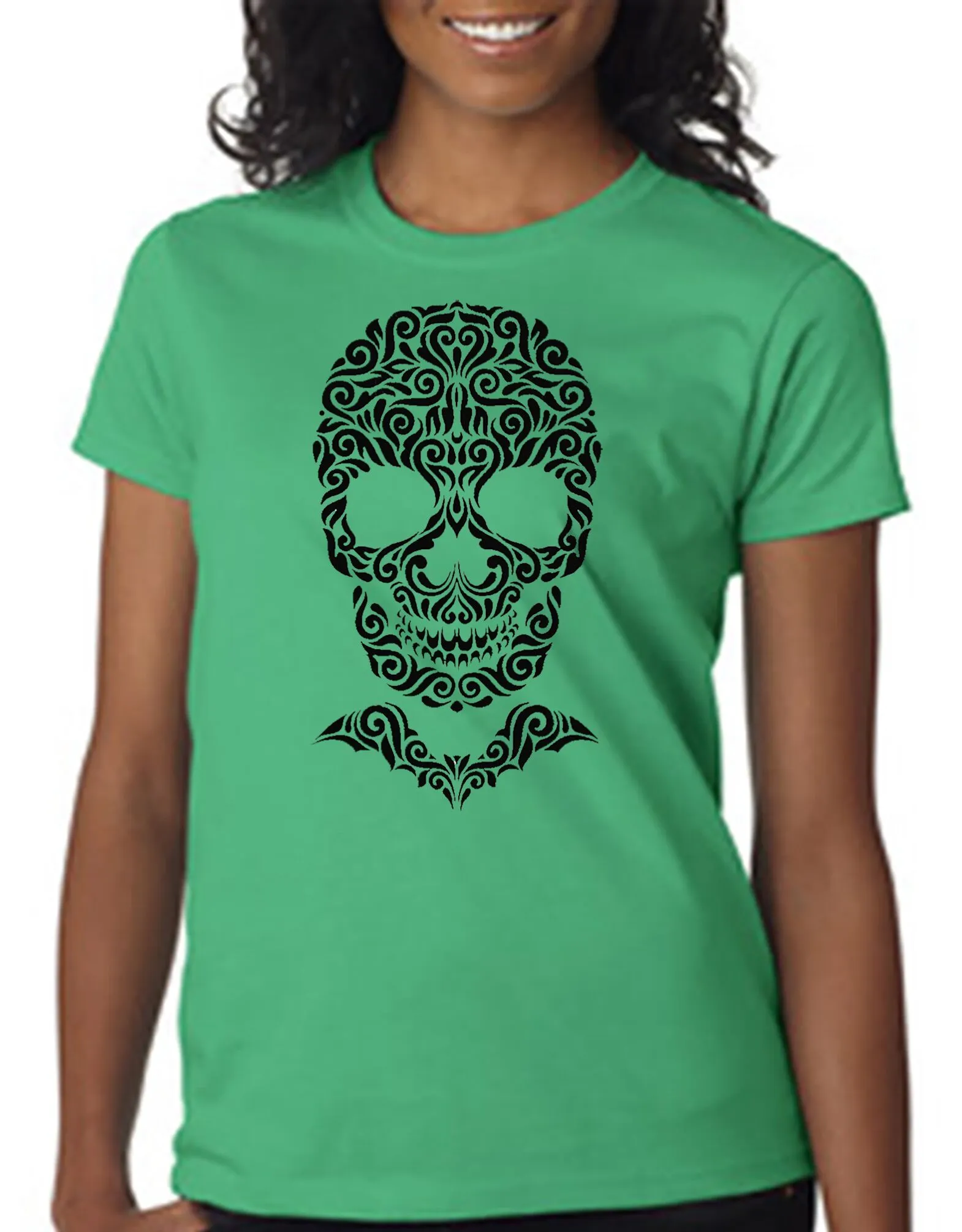 Skull with Bat Bowtie T-Shirt Halloween