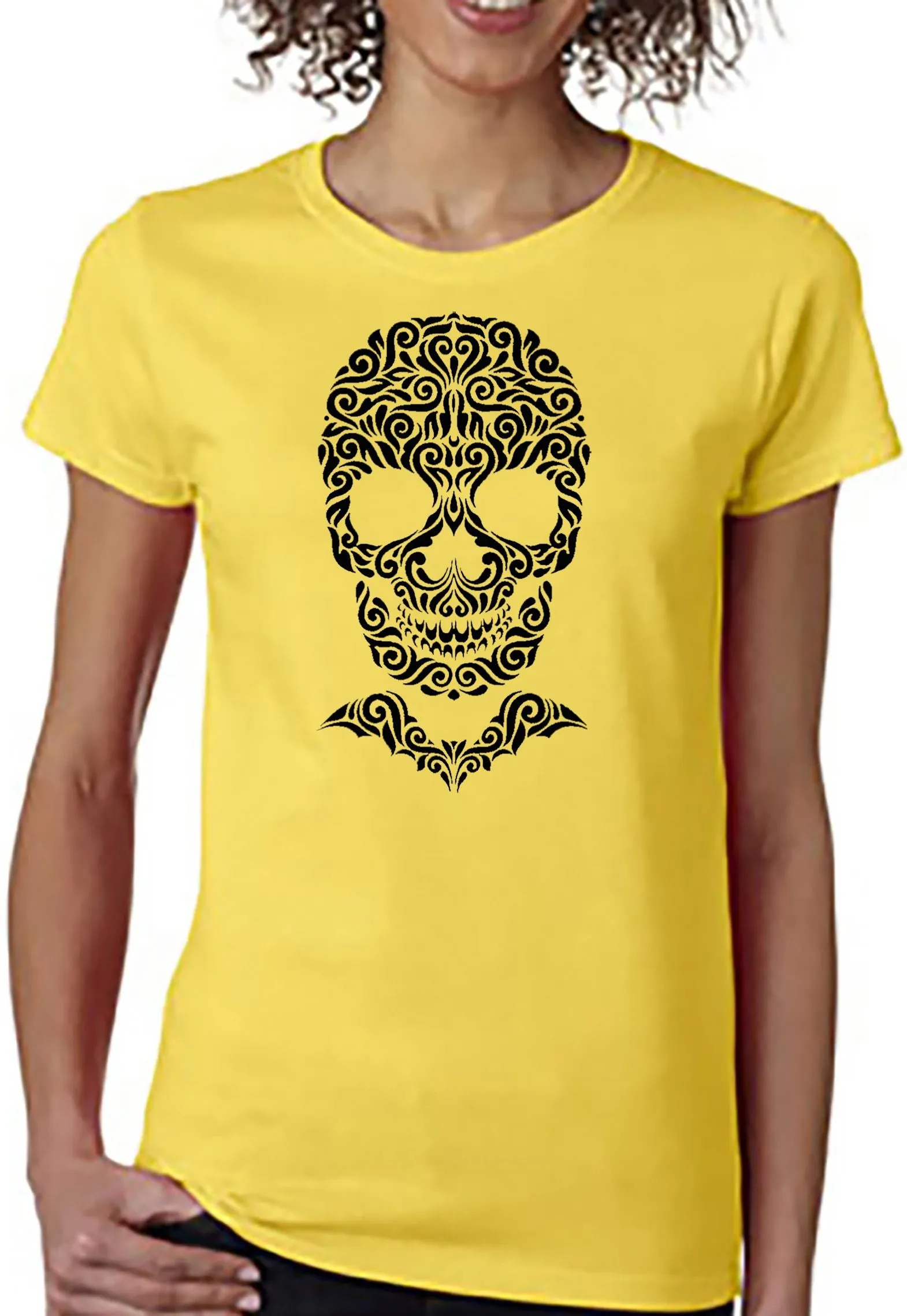 Skull with Bat Bowtie T-Shirt Halloween