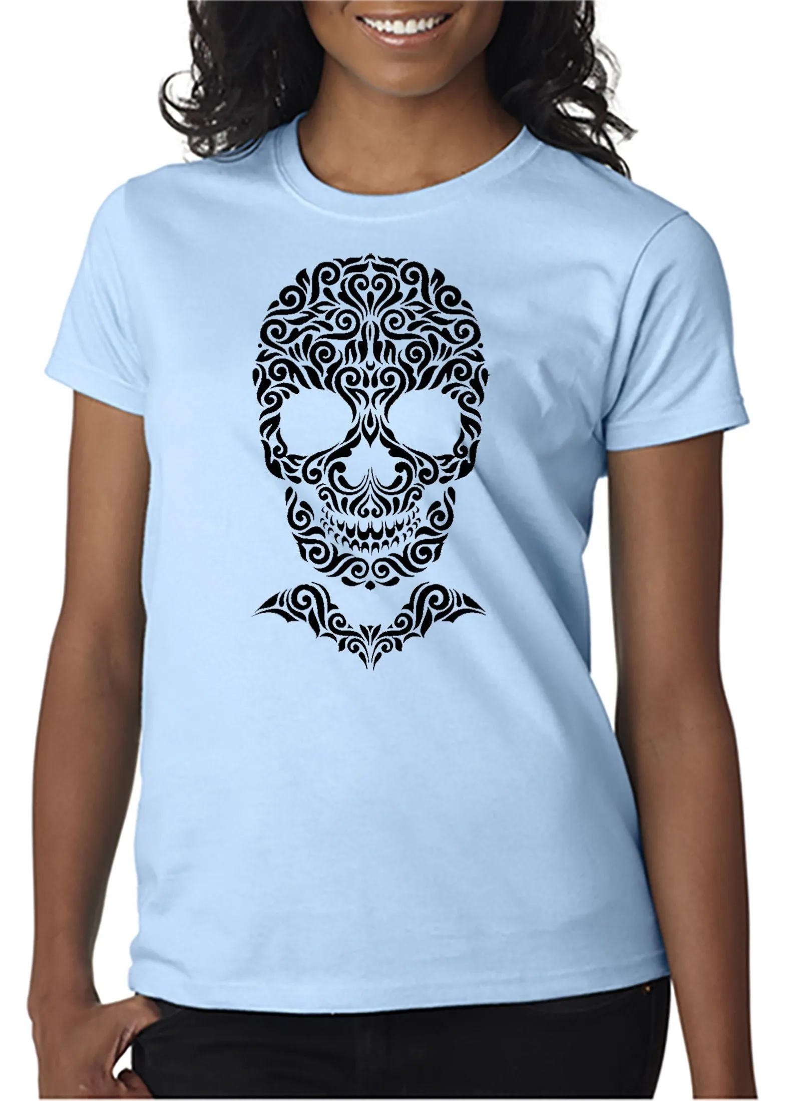 Skull with Bat Bowtie T-Shirt Halloween