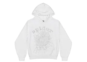 Sp5der - Rhinestones Pullover Hoodie - White