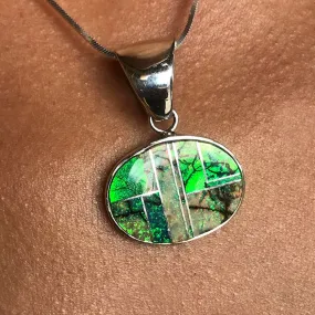 Spiderweb Opal Inlaid Pendant