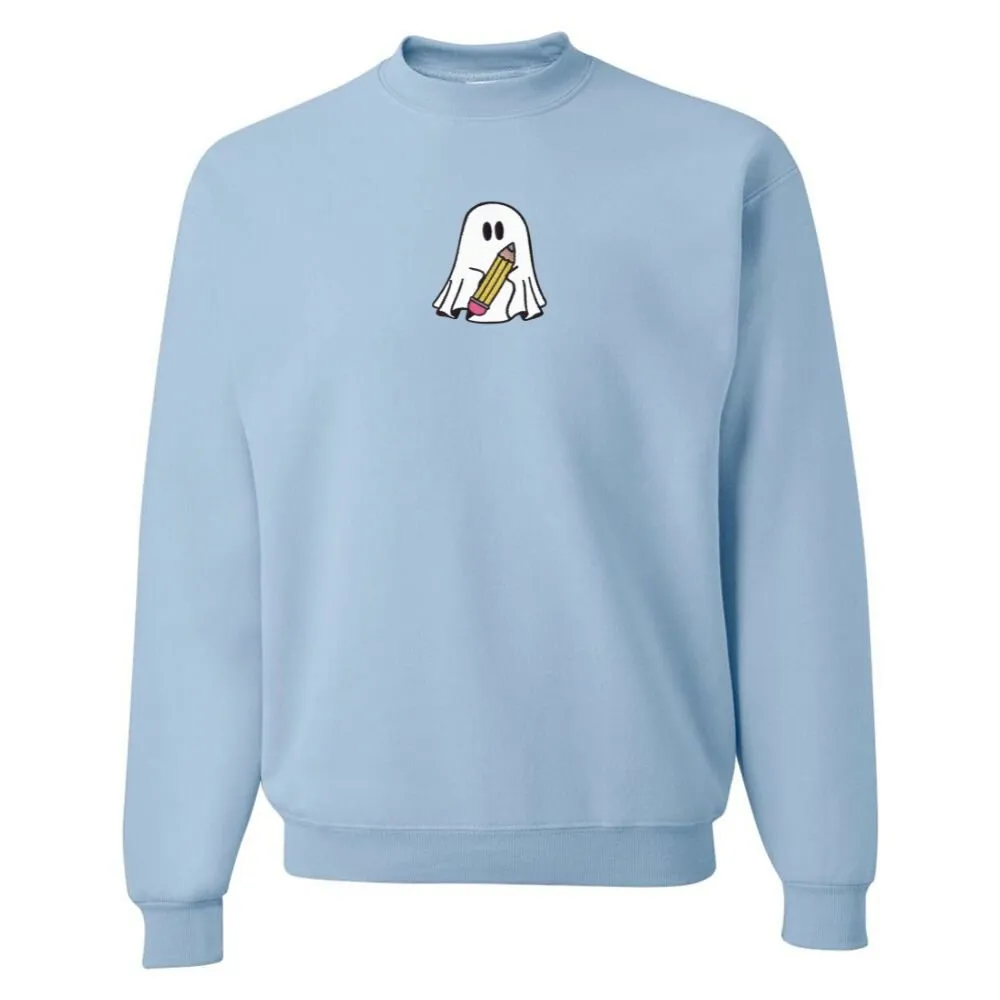 'Teacher Ghost' Embroidered Crewneck Sweatshirt