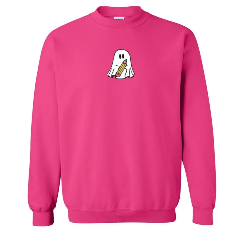 'Teacher Ghost' Embroidered Crewneck Sweatshirt