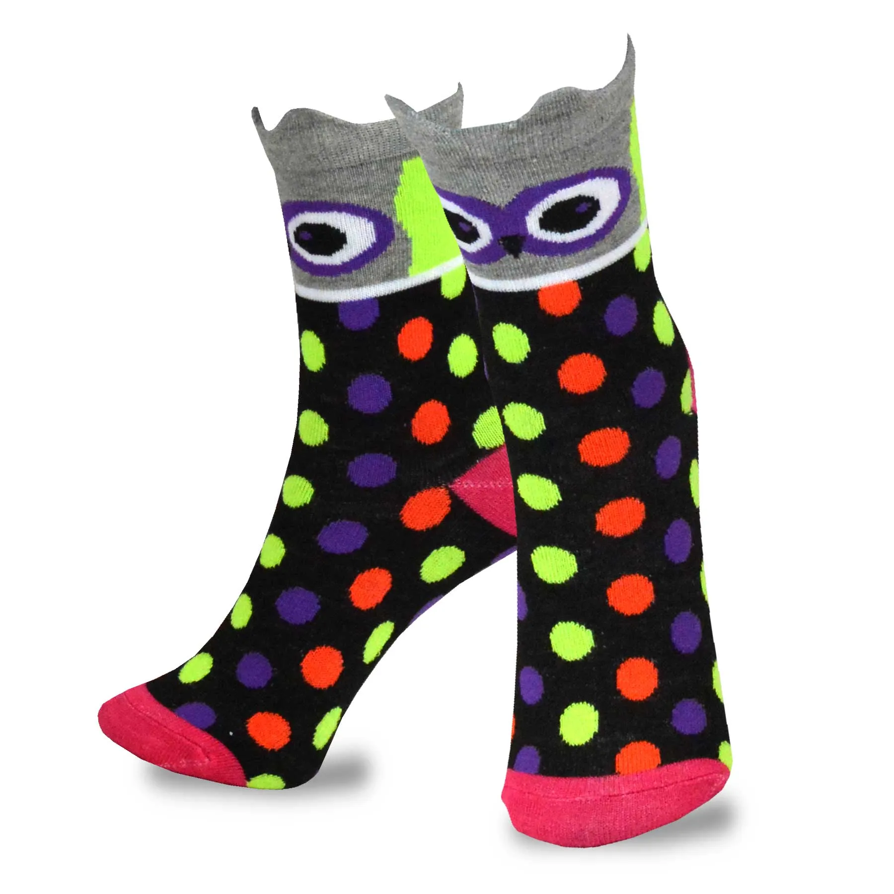 TeeHee Socks Kid's Halloween Cotton Short Crew Owl Faces 3-Pack (70905)