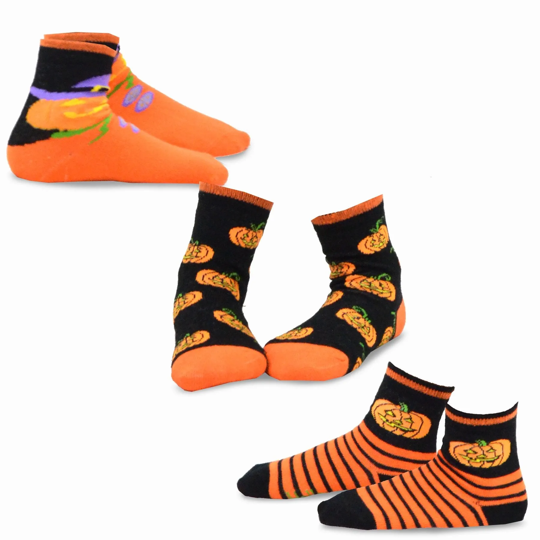 TeeHee Socks Kid's Halloween Cotton Short Crew Pum-packin 3-Pack (11243)