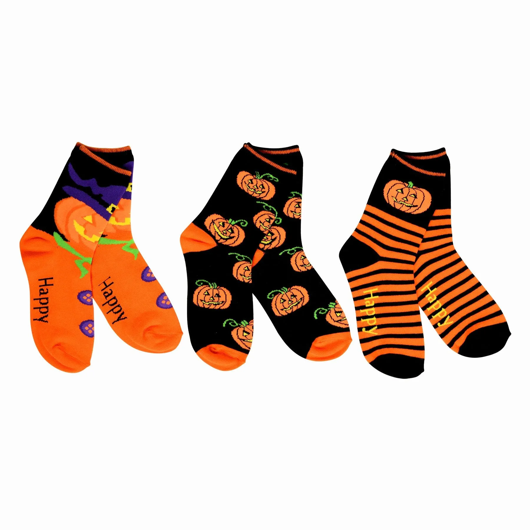 TeeHee Socks Kid's Halloween Cotton Short Crew Pum-packin 3-Pack (11243)