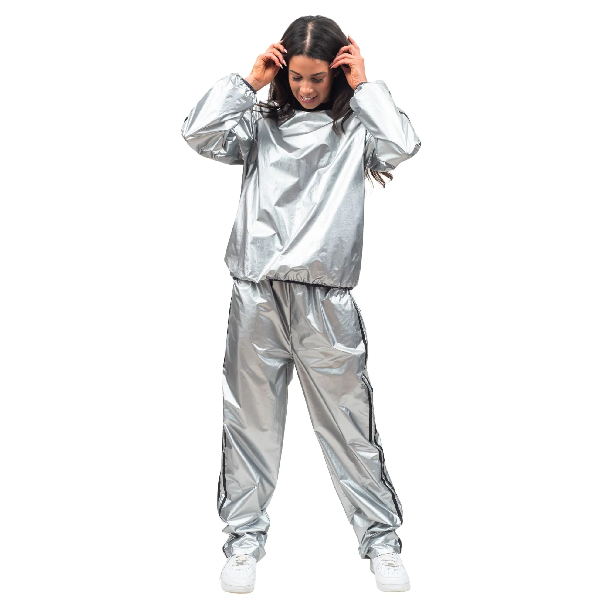 Todd & Margo Shiny Silver Workout Top and Pants