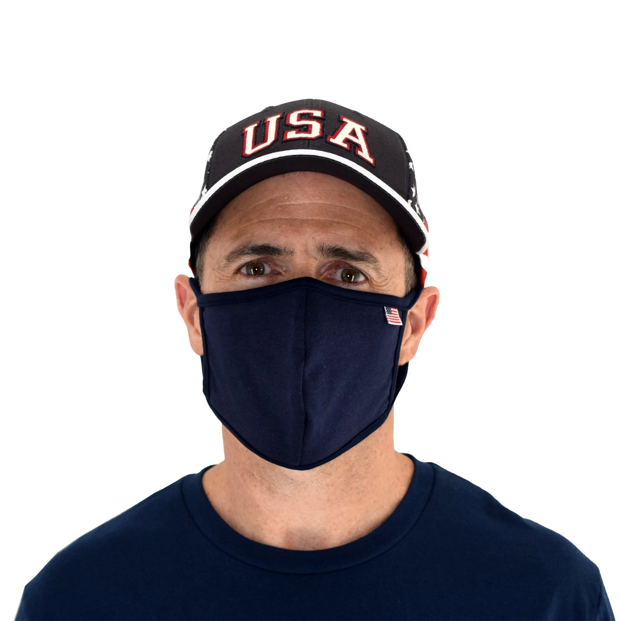 USA Flag Solid Face Mask Navy